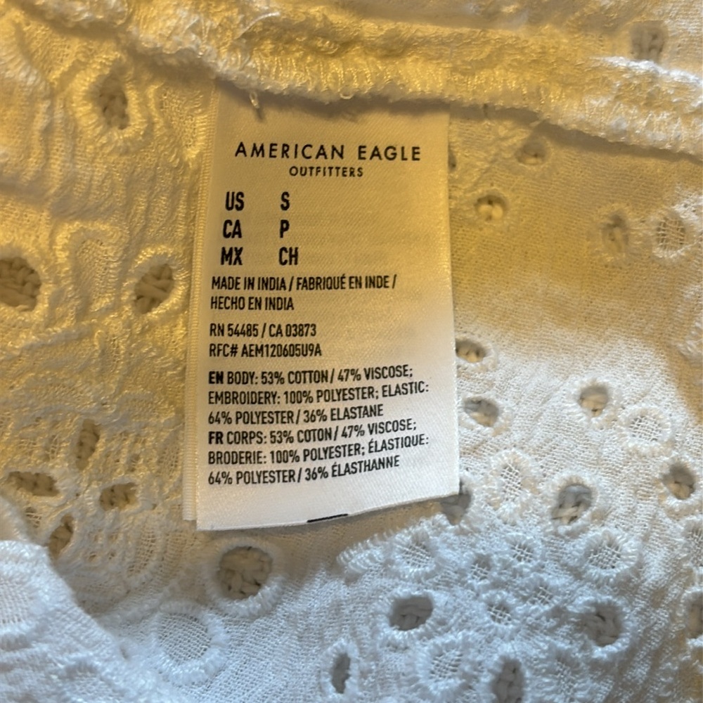 American Eagle Ruffle Sleeve Babydoll Top White Size Small - Picture 9 of 11
